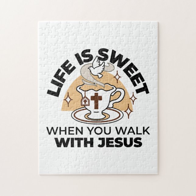 Life Is Sweet with Jesus – Christian Faith Tea Cup Jigsaw Puzzle (Vertical)