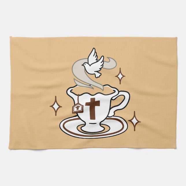Life Is Sweet with Jesus – Christian Faith Tea Cup Tea Towel (Horizontal)