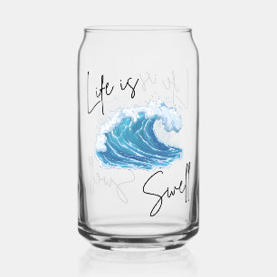 Life is Swell Ocean Wave Minimalist Aesthetic Ca Can Glass