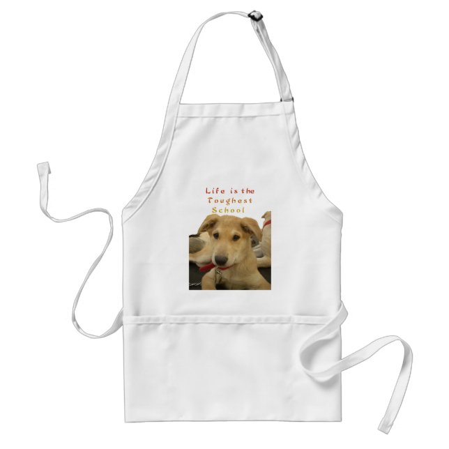 "Life is the Toughest School" Dog Art Print Standard Apron (Front)