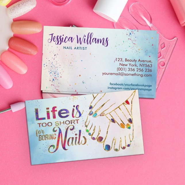 Life is too short - Nail Artist Business Card (Creator Uploaded)