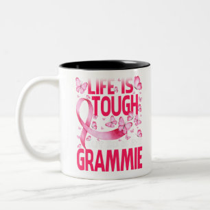 Life Is Tough But So Is My Grammie Breast Cancer Two-Tone Coffee Mug