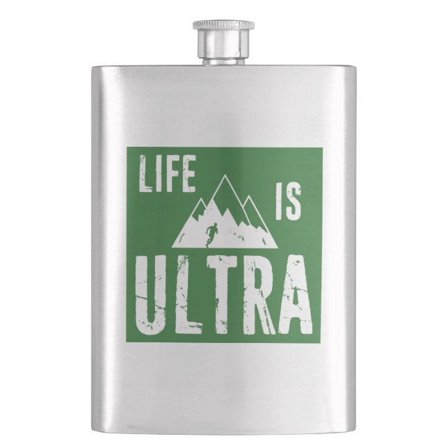 Life Is Ultra Running Hip Flask (Front)