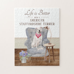 Life Is With A American Staffordshire Terrier Jigsaw Puzzle