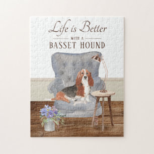 Life Is With A Basset Hound Jigsaw Puzzle