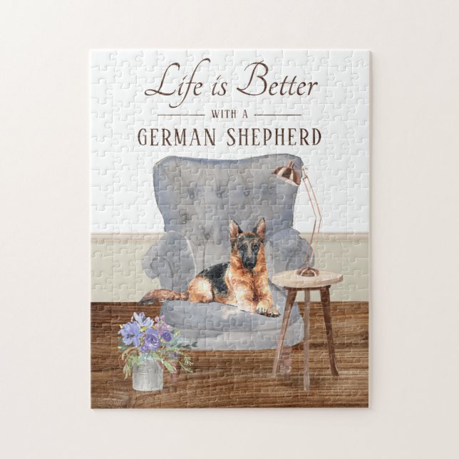 Life Is With A German Shepherd Jigsaw Puzzle (Vertical)