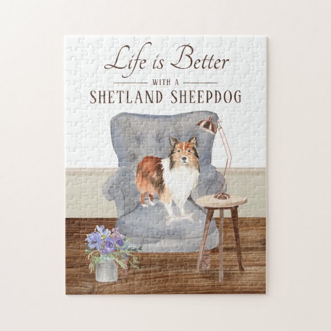 Life Is With A Shetland Sheepdog Jigsaw Puzzle (Vertical)