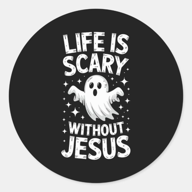 Life Is Y Without Jesus Shirt Christian Halloween  Classic Round Sticker (Front)