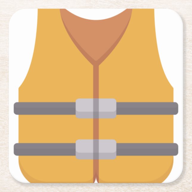 Life jacket square paper coaster (Front)