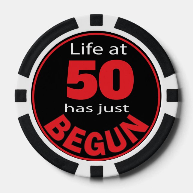 Life Just Begun at 50 - 00th Birthday Poker Chips (Front)