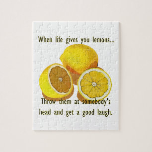 Life Lemons Dark Humour Funny Yellow Fruit Jigsaw Puzzle