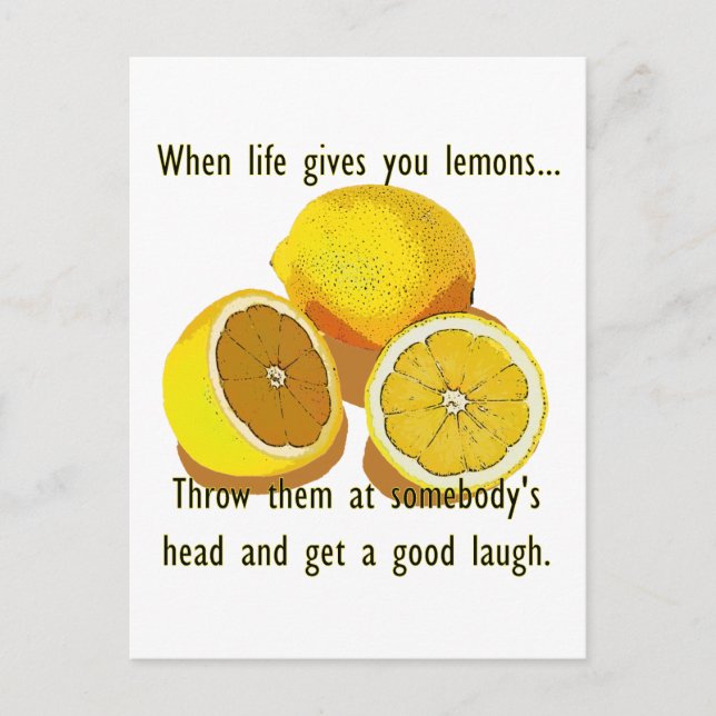 Life Lemons Dark Humour Funny Yellow Fruit Postcard (Front)