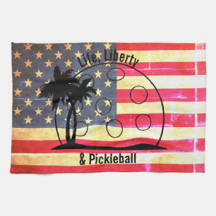 Life Liberty & Pickleball USA Tea Towel