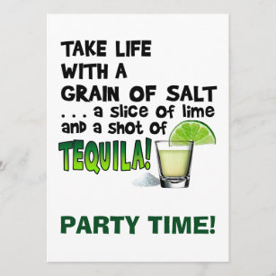Life, Lime, Salt, TEQUILA! Cocktail Humour Invitation