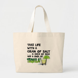 Life, Lime, Salt, TEQUILA! Cocktail Humour Large Tote Bag