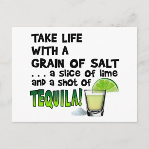 Life, Lime, Salt, TEQUILA! Cocktail Humour Postcard