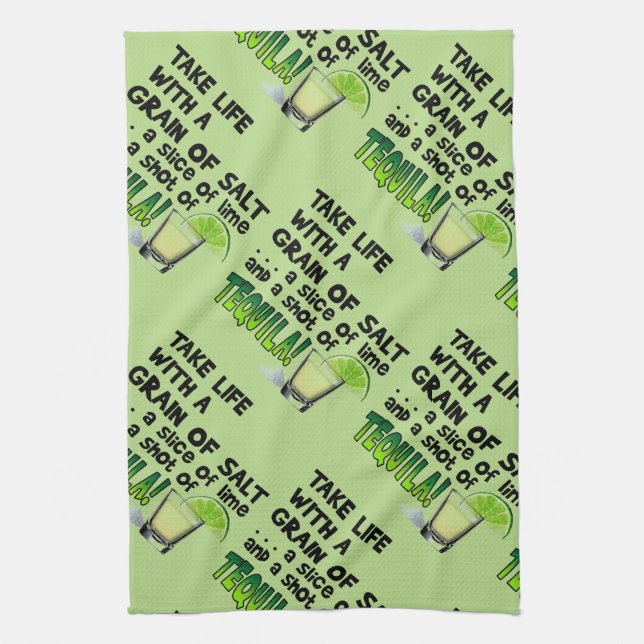 Life, Lime, Salt, TEQUILA! Cocktail Humour Tea Towel (Vertical)