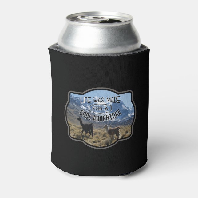 Life Made for a Cool Adventure - Llama Quote Can Cooler (Can Back)