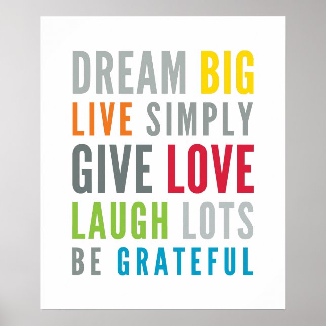 LIFE MANTRA positive cool typography bright colour Poster (Front)