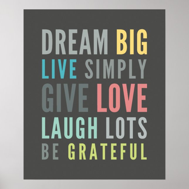 LIFE MANTRA positive cool typography pastel colour Poster (Front)