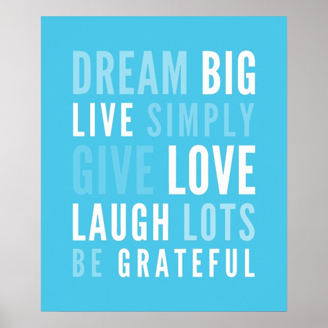 LIFE MANTRA positive modern typography aqua blue Poster (Front)