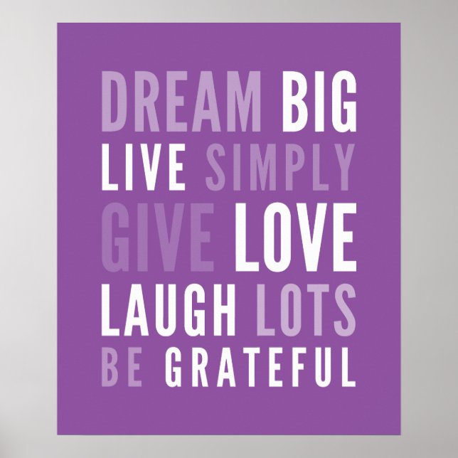 LIFE MANTRA positive modern typography purple Poster (Front)