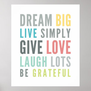 LIFE MANTRA QUOTE positive typography pastel colou Poster