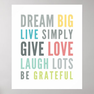 LIFE MANTRA QUOTE positive typography pastel colou Poster