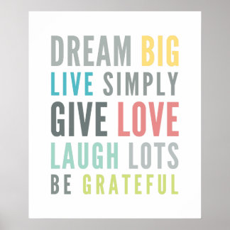 LIFE MANTRA QUOTE positive typography pastel colou Poster