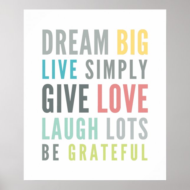 LIFE MANTRA QUOTE positive typography pastel colou Poster (Front)