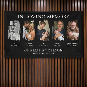 Life Milestones 5-Photo Collage Funeral/Memorial Banner