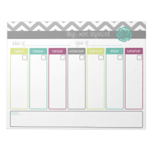 Life. More Organised. Weekly Calendar Notepad