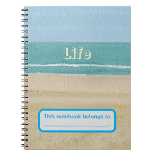 Life, Ocean Waves Beach Sand Personalised Notebook