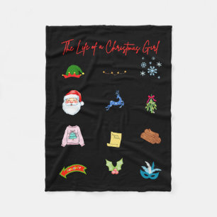 Life Of A Christmas Girl Era Nk Bow Preppy Coquett Fleece Blanket