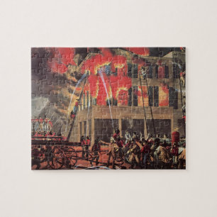 Life of a Fireman, Vintage Business Firemen Fire Jigsaw Puzzle