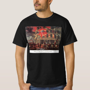 Life of a Fireman, Vintage Firemen Fighting a Fire T-Shirt