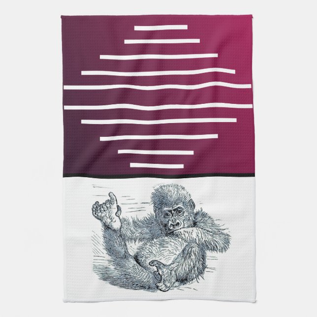 Life of a Young Ape Gorilla Tea Towel (Vertical)