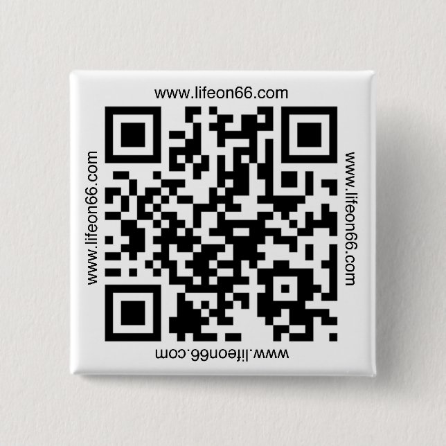 Life On 66 Button(QR code) 15 Cm Square Badge (Front)
