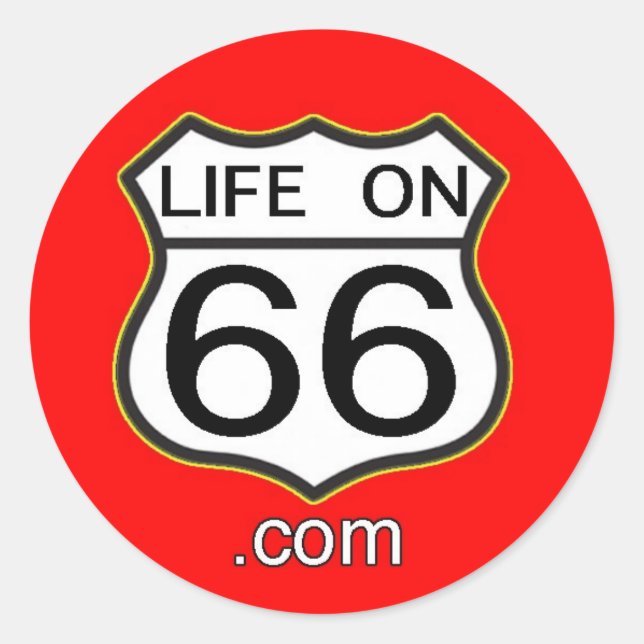 Life On 66 Sticker (Round red) (Front)