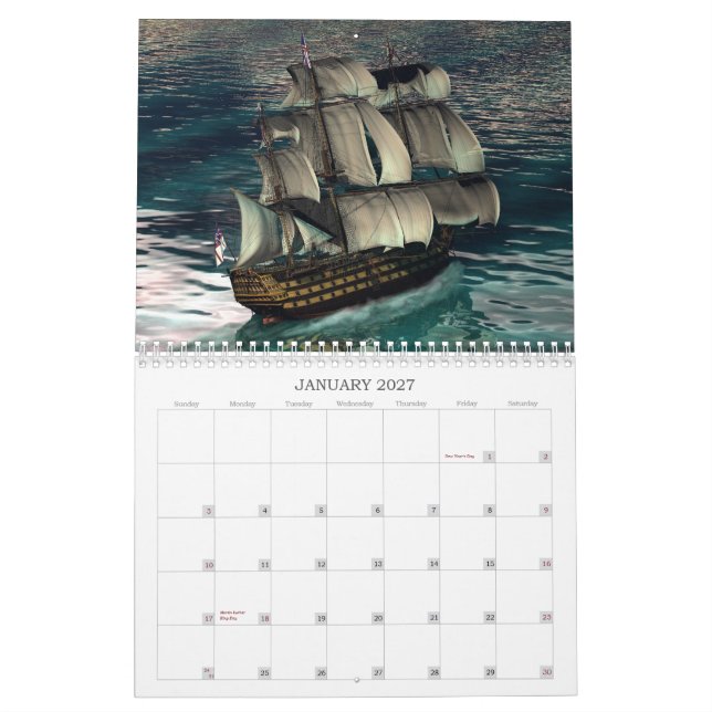 Life On The Sea By Lisa C. Weber-Nautical Calendar (Jan 2027)