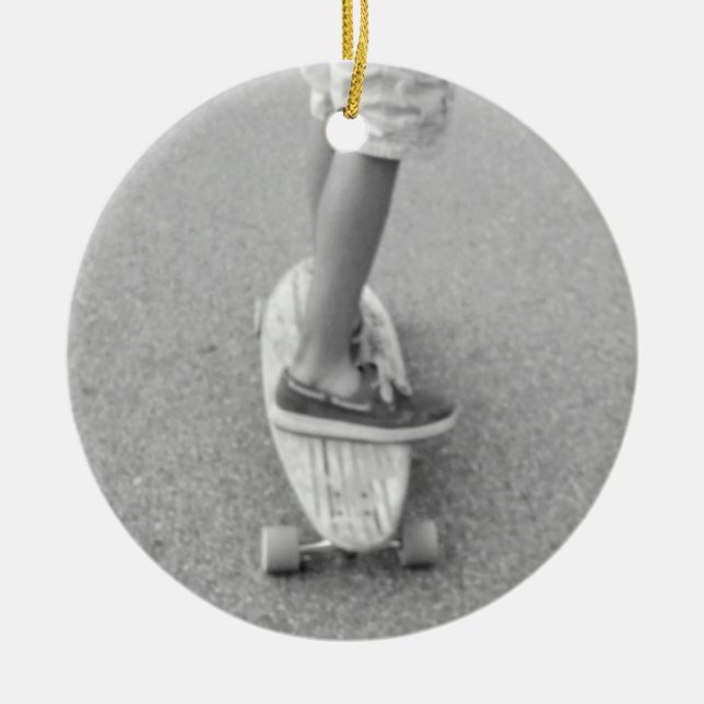 Life out Riding the Longboard Ceramic Tree Decoration (Front)