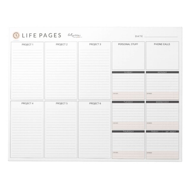 LIFE PAGES Planner by Between Carpools Notepad (Front)