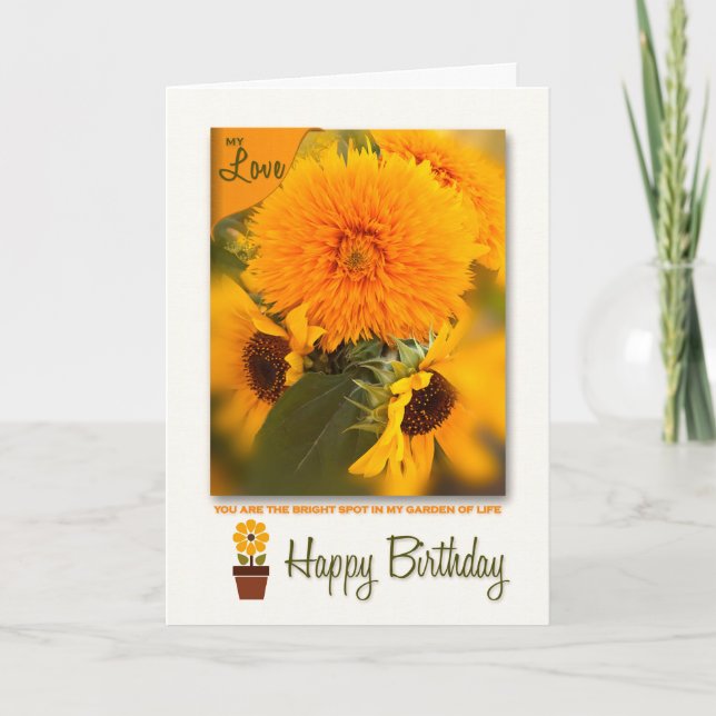Life Partner Birthday Golden Daisies Bouquet Card (Front)
