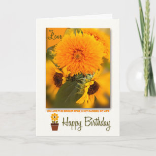 Life Partner Birthday   Golden Daisies Bouquet Card