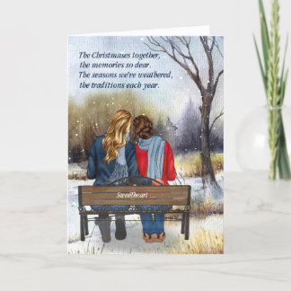 Life Partner Christmas Caucasian Lesbian Couple Holiday Card