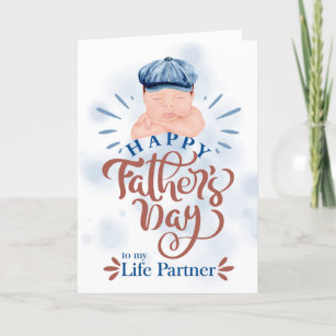 Life Partner Cute Baby in a Blue Cap Father's Day Holiday Card