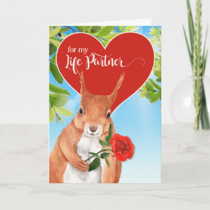 Life Partner on Valentine's Day Funny Squirrel Holiday Card