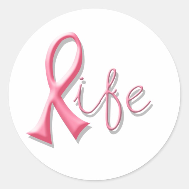 Life Pink Ribbon Classic Round Sticker (Front)