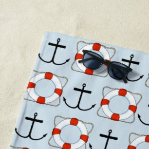 Life Preserver and Anchor Beach Towel