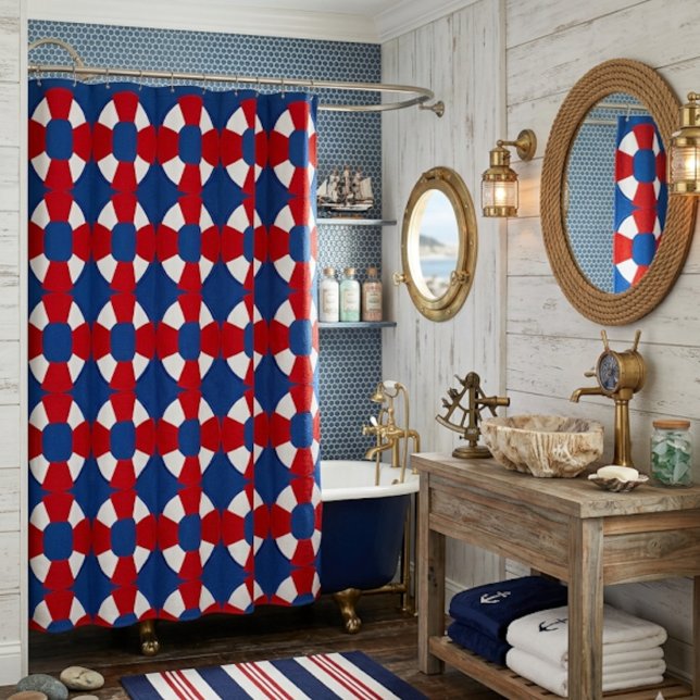 Life Preserver Nautical Shower Curtain (Creator Uploaded)